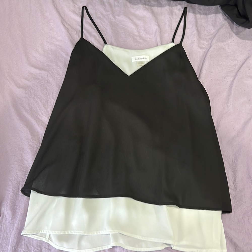 Black and white tiered Calvin Klein tank top